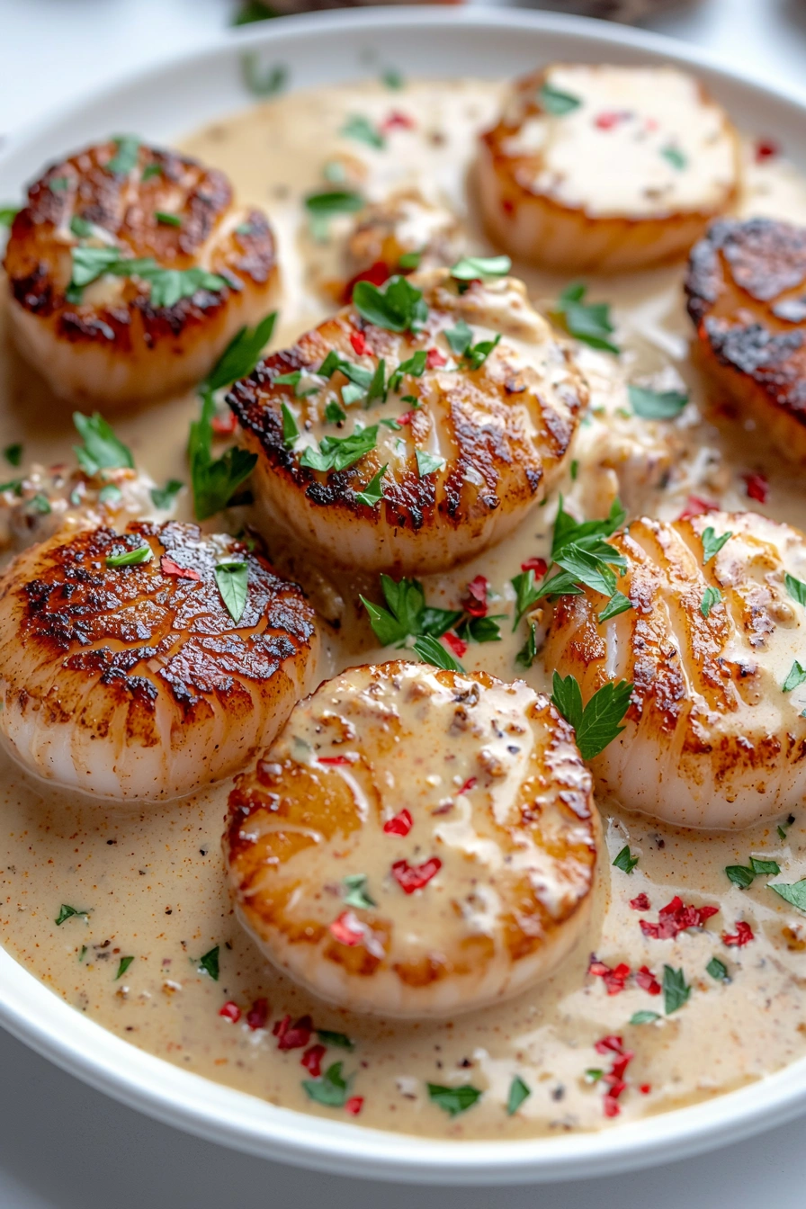Seared Scallops with Spicy Cajun Cream Sauce