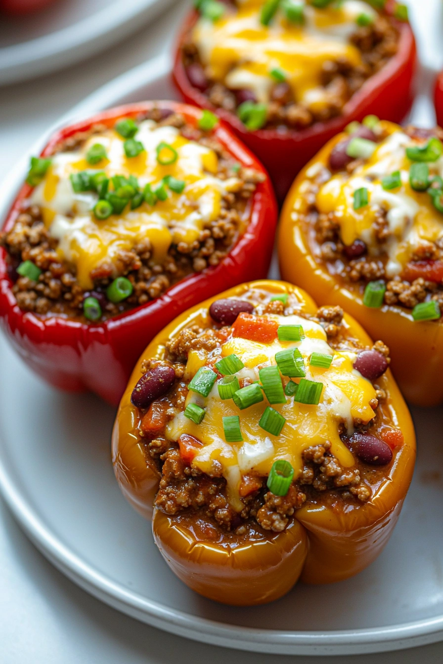 Simple Chili-Stuffed Bell Peppers