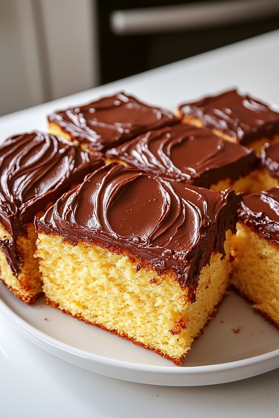 Yellow Sheet Cake with Chocolate Frosting