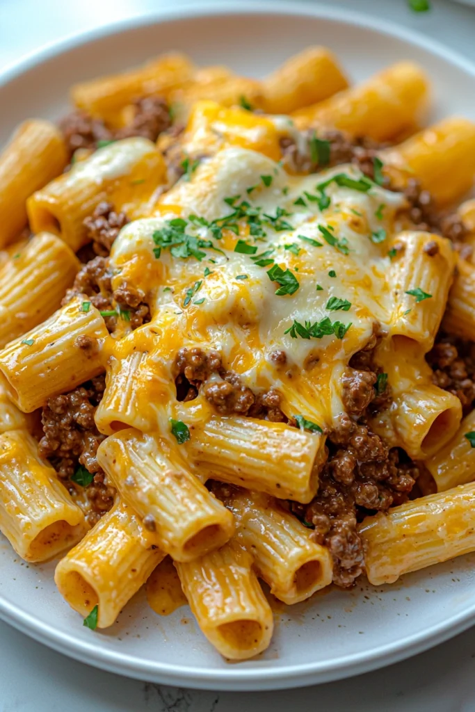 Cheesy Ground Beef Pasta