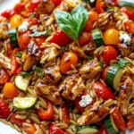Easy Balsamic Chicken & Veggie Orzo