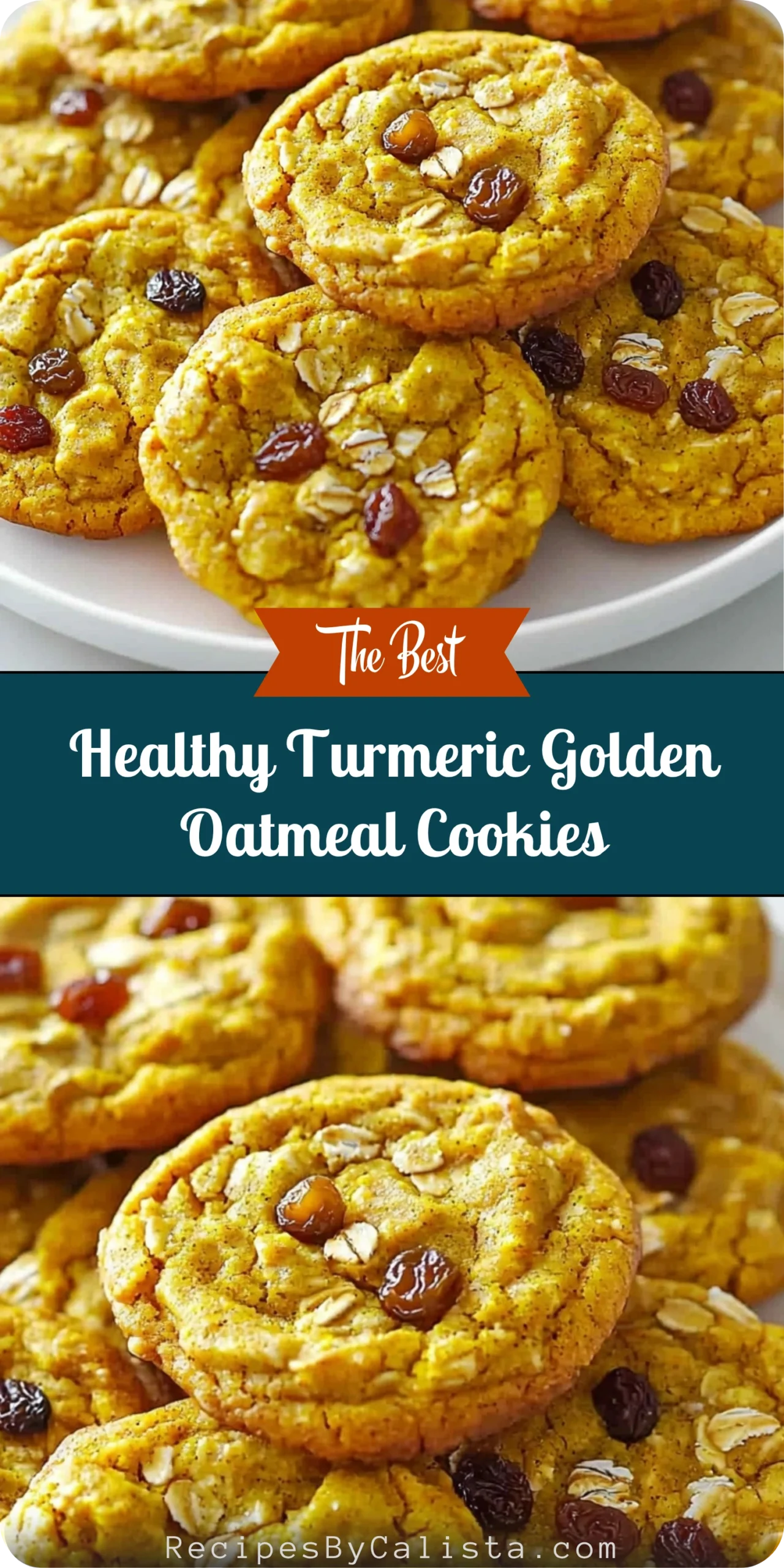 Healthy Turmeric Golden Oatmeal Cookies